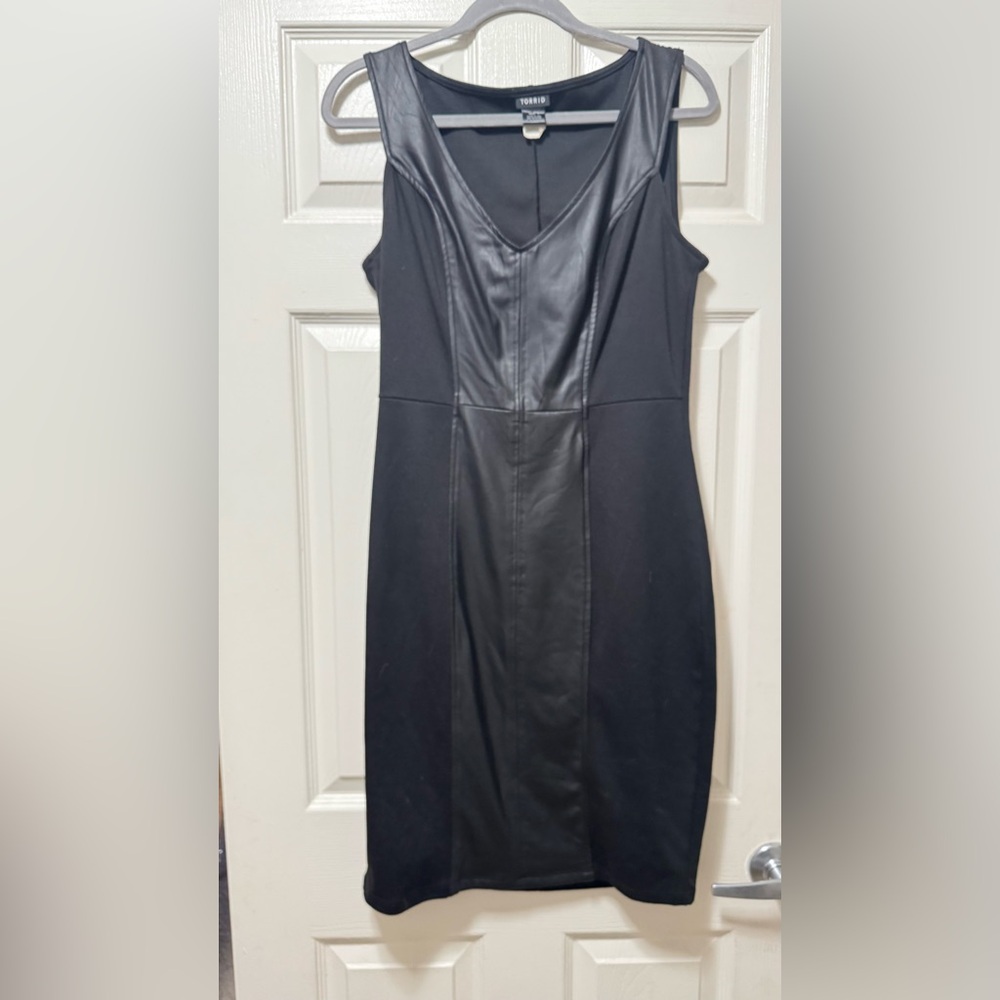 Torrid Black Faux Leather Panel Mini Dress